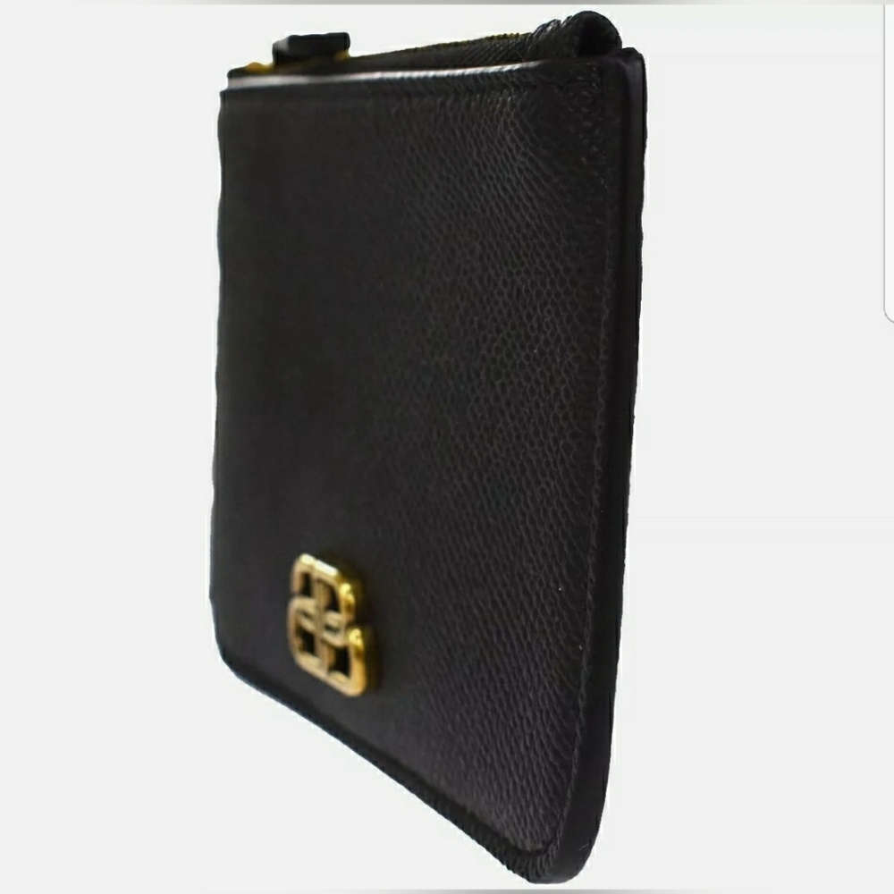 🐰BALENCIAGA BB Logo Coin Wallet Purse Key Ring Le - Picture 2 of 14